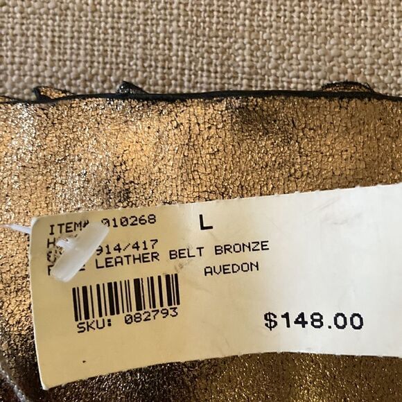 Hoss NWT Leather Belt Bronze Floral Avedon. Size Large - Picture 7 of 8
